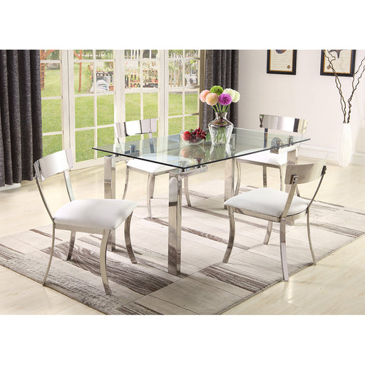 Chintaly CRISTINA MAIDEN Contemporary Dining Set w/ Glass Table & Upholstered Chairs