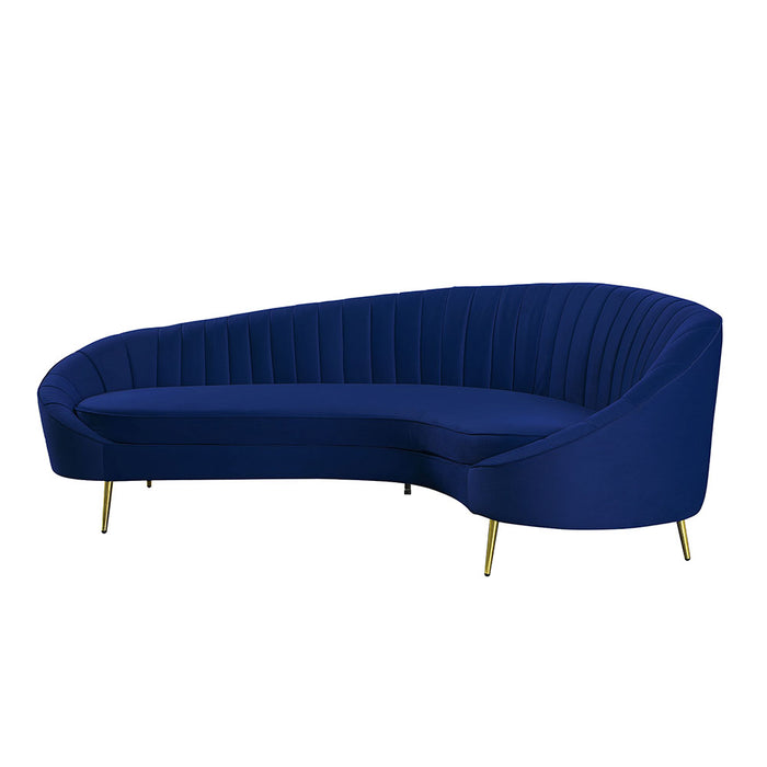 Chintaly DALLAS Modern Chaise-Style Sofa w/ Pet & Stain Resistant Fabric - Blue