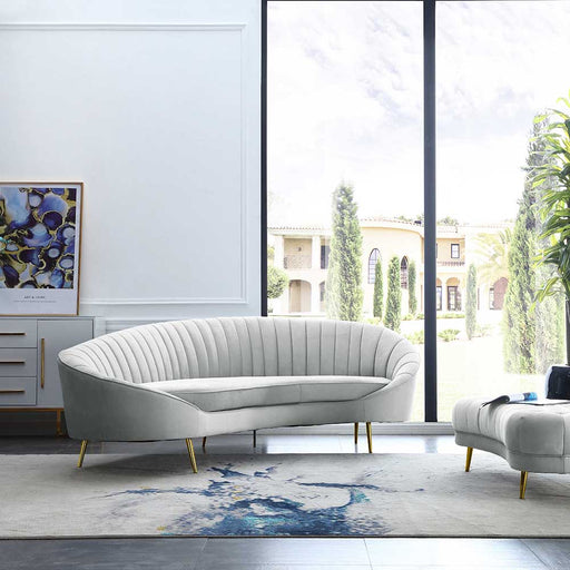 Chintaly DALLAS Modern Chaise-Style Sofa w/ Pet & Stain Resistant Fabric - Gray