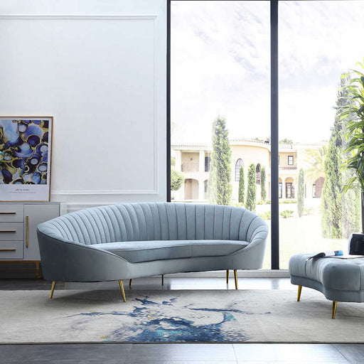 Chintaly DALLAS Modern Chaise-Style Sofa w/ Pet & Stain Resistant Fabric - Teal