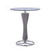 Chintaly DANIELLA Contemporary Pub Set w/ Round Glass Table, Upholstered Pedestal & 2 Stools