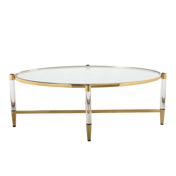 Chintaly DENALI Oval Tempered Glass Cocktail Table
