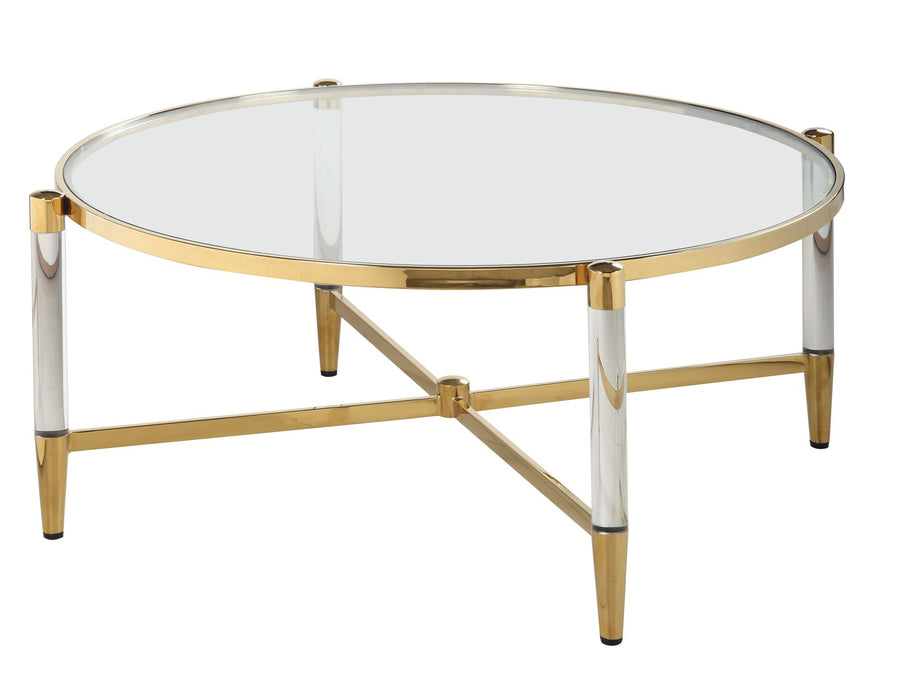 Chintaly DENALI Round Tempered Glass Cocktail Table