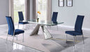 Chintaly DOMINIQUE Dining Set w/ Extendable Table & 4 Motion-back Chairs - Blue