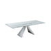 Chintaly DOMINIQUE Contemporary ExtendableGlass Dining Table w/ Flare Pyramid Base
