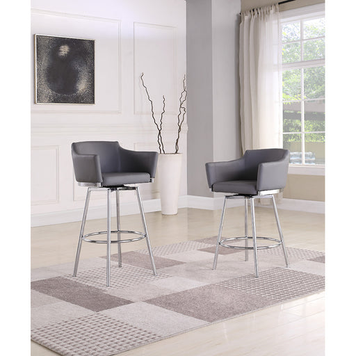 Chintaly DUSTY Modern Club Counter Stool w/ Memory Swivel - Gray