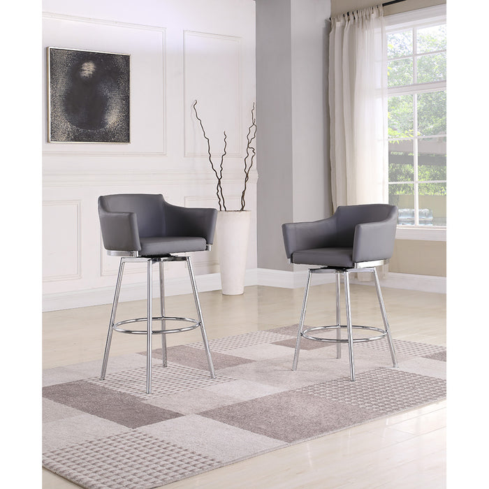 Chintaly DUSTY Modern Club Bar Stool w/ Memory Swivel - Gray