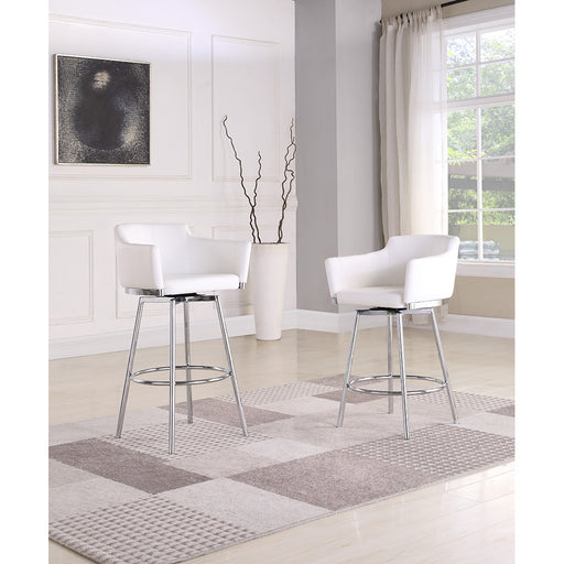 Chintaly DUSTY Modern Club Bar Stool w/ Memory Swivel - White