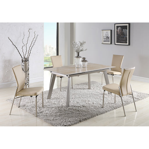 Chintaly ELEANOR Contemporary Dining Set w/ Extendable Ceramic Top Table & Motion-Back Chairs