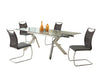 Chintaly ELLA Contemporary Dining Set w/ Extendable Table & 4 Cantilever Mesh Chairs