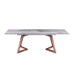 Chintaly EMILIA 35" x 63-95" Extendable Ceramic Dining Table w/ Trapezoidal Legs