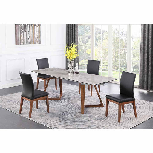 Chintaly EMILIA 35" x 63-95" Extendable Ceramic Dining Table w/ Trapezoidal Legs