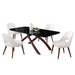 Chintaly EMILY Dining Set w/ Black Glass Table & Open Back Chairs