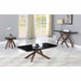 Chintaly EMILY-OCC Black Glass Top Sofa Table w/ Crisscross Base