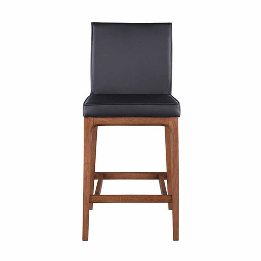 Chintaly EMMA Modern Low-back Counter Stool w/ Solid Wood Base - Black