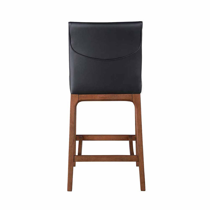 Chintaly EMMA Modern Low-back Counter Stool w/ Solid Wood Base - Black