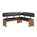 Chintaly EMMA Modern Dining Set w/ Wooden & Black Glass Table & 4 Chairs