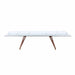 Chintaly ERIKA Modern Dining Table w/ Extendable Glass Top & Solid Wood Legs