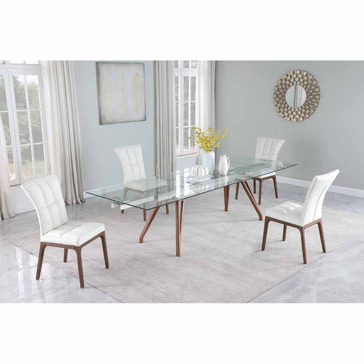 Chintaly ERIKA Modern Walnut Dining Set w/ Extendable Table & 4 Side Chairs
