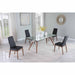 Chintaly ERIKA Modern Dining Set w/ Extendable Glass Table & Black Contour Back Upholstered Side Chairs