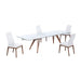 Chintaly ERIKA Modern Walnut Dining Set w/ Extendable Table & 4 Solid Wood Chairs
