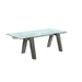 Chintaly ESTHER Modern Dining Table w/ Extendable Glass Top & Solid Wood Legs - Gray