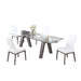 Chintaly ESTHER Modern Dining Set w/ Extendable Glass Table & 2-Tone Chairs