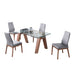 Chintaly ESTHER Modern Dining Set w/ Extendable Glass Table & 2-Tone Chairs - Gray