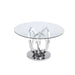 Chintaly EVELYN Contemporary Glass Top Dining Table w/ 3-Ring Base