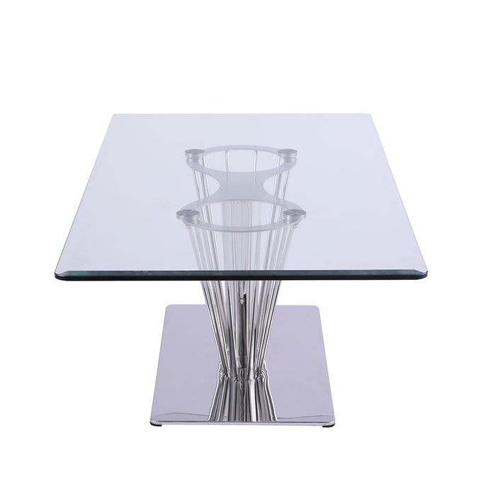 Chintaly FERNANDA-OCC Contemporary Rectangular Glass Lamp Table