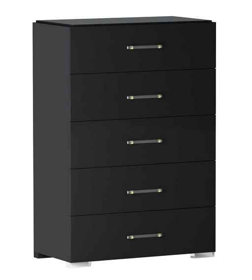 Chintaly FLORENCE Modern 5-Drawer Gloss Black Bedroom Chest