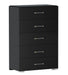 Chintaly FLORENCE Modern 5-Drawer Gloss Black Bedroom Chest