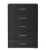 Chintaly FLORENCE Modern 5-Drawer Gloss Black Bedroom Chest