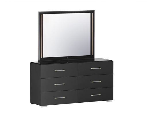 Chintaly FLORENCE Modern 6-Drawer Gloss Black Bedroom Chest