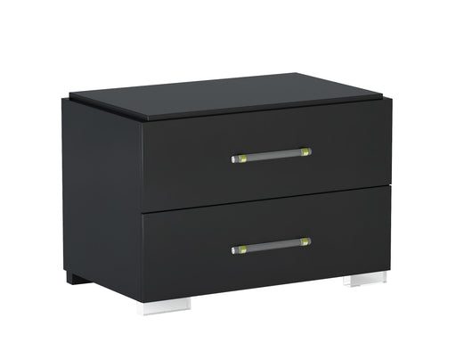 Chintaly FLORENCE Modern 2-Drawer Gloss Black Night Stand