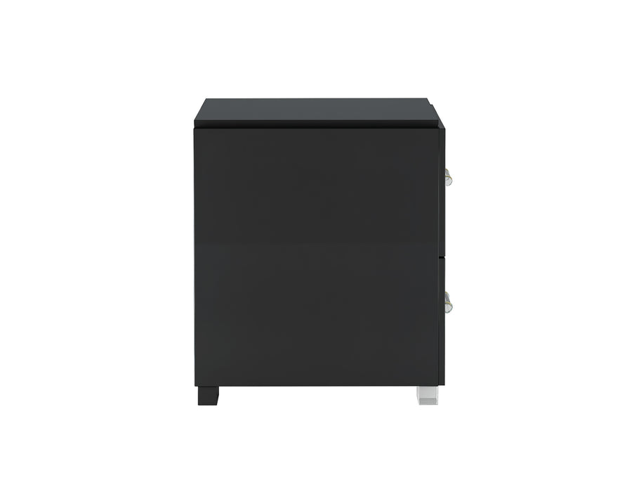 Chintaly FLORENCE Modern 2-Drawer Gloss Black Night Stand