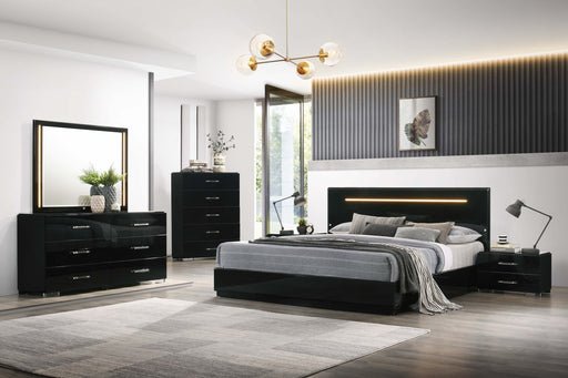 Chintaly FLORENCE Modern 4-Piece Gloss Black King Bedroom Set