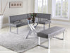 Chintaly GENEVIEVE Modern Dining Set w/ Glass Top Table & Upholstered Nook
