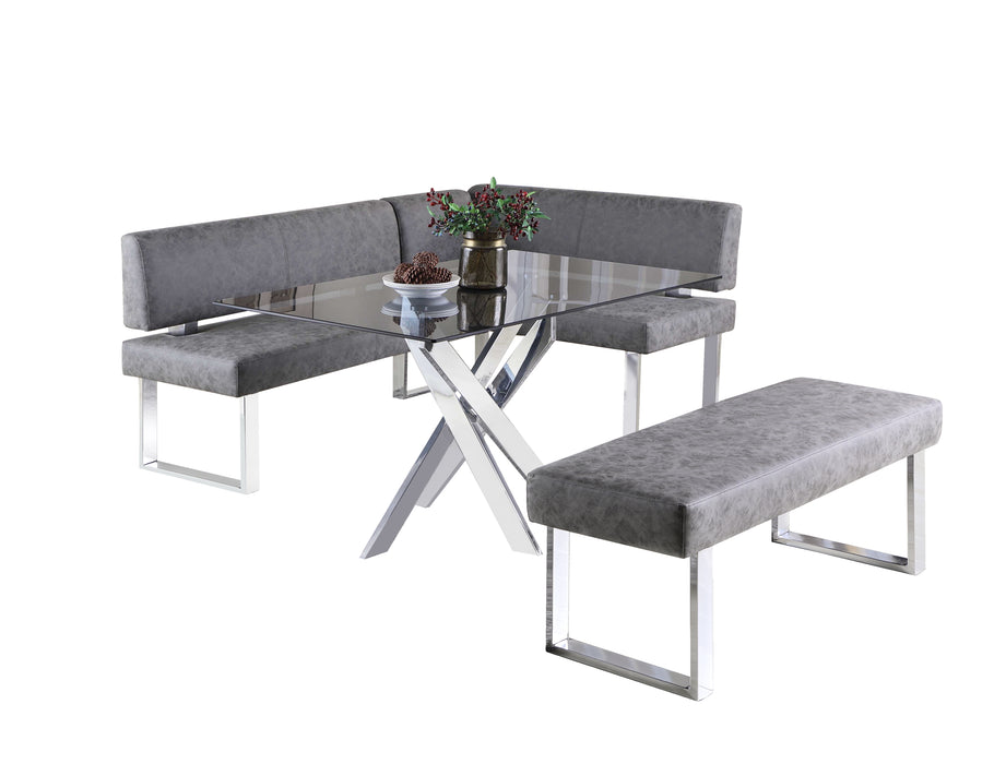 Chintaly GENEVIEVE Modern Gray Upholstered Bench