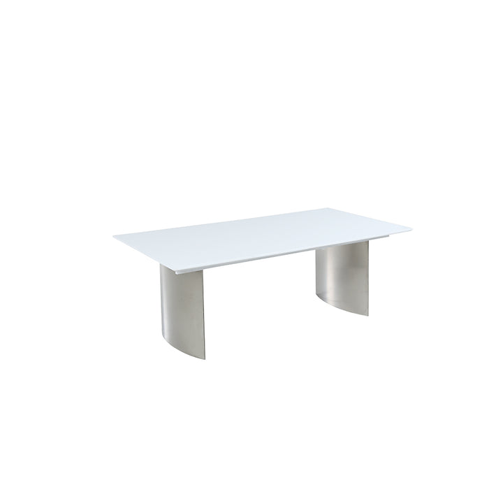 Chintaly GLENDA Contemporary White Gloss & Steel Dining Table