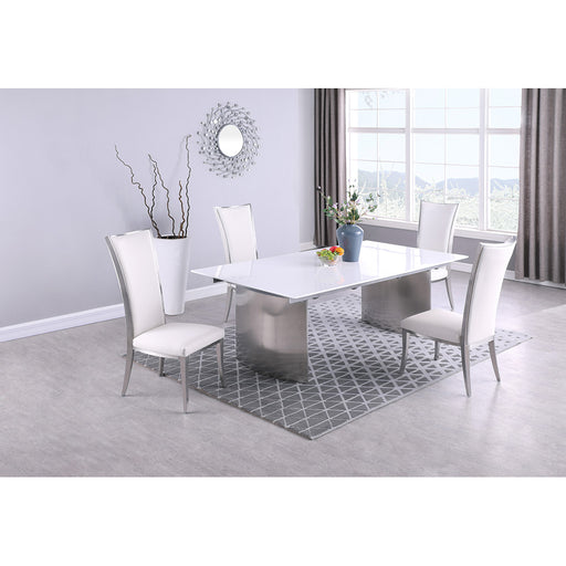 Chintaly GLENDA Contemporary White Gloss & Steel Dining Table