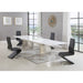 Chintaly GLENDA Dining Set w/ Contemporary Extendable White Table & Modern Black Chairs