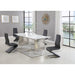 Chintaly GLENDA Dining Set w/ Contemporary Extendable White Table & Modern Black Chairs
