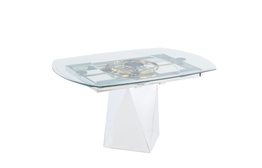 Chintaly GLORIA Contemporary Motion-Extendable Glass Dining Table