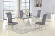 Chintaly GLORIA Contemporary Motion-Extendable Glass Dining Set w/ 4 Chairs
