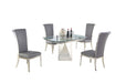 Chintaly GLORIA Contemporary Motion-Extendable Glass Dining Set w/ 4 Chairs