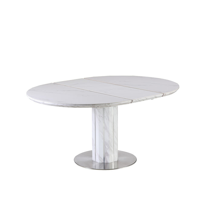 Chintaly GRETCHEN Contemporary Butterfly-Extendable White Top Dining Table