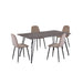 Chintaly HEATHER Contemporary Dining Set w/ Laminated Wooden Top & 4 Chairs