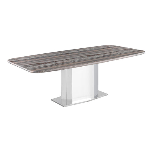 Chintaly ISABEL Contemporary Marble Dining Table w/Stainless Steel Base