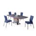 Chintaly ISABEL Contemporary Dining Set w/ Marble Table & 4 Motion-Back Chairs